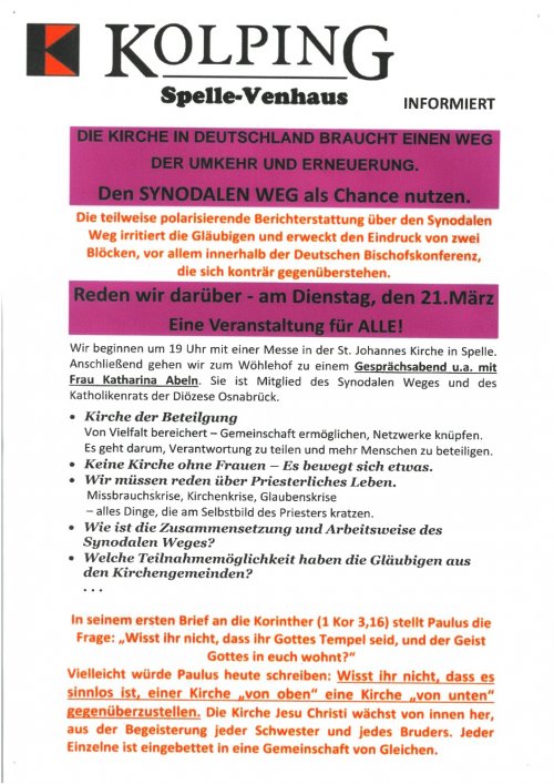Themenabend zum Synodalen Weg