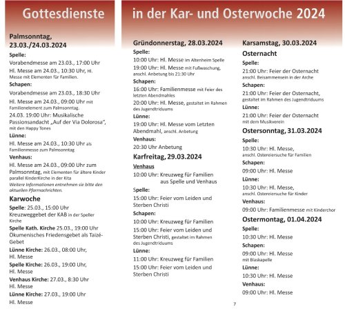 Gottesdienste in der Karwoche und Ostern