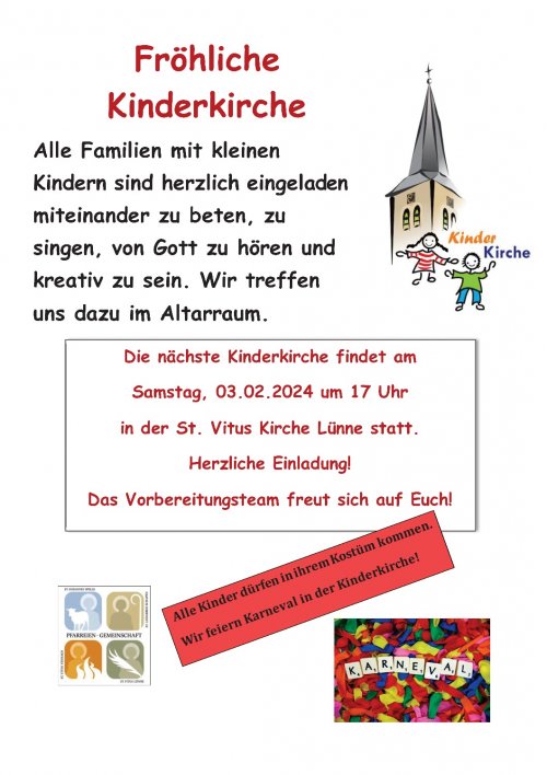 Karneval in der Fröhlichen Kinderkirche Lünne